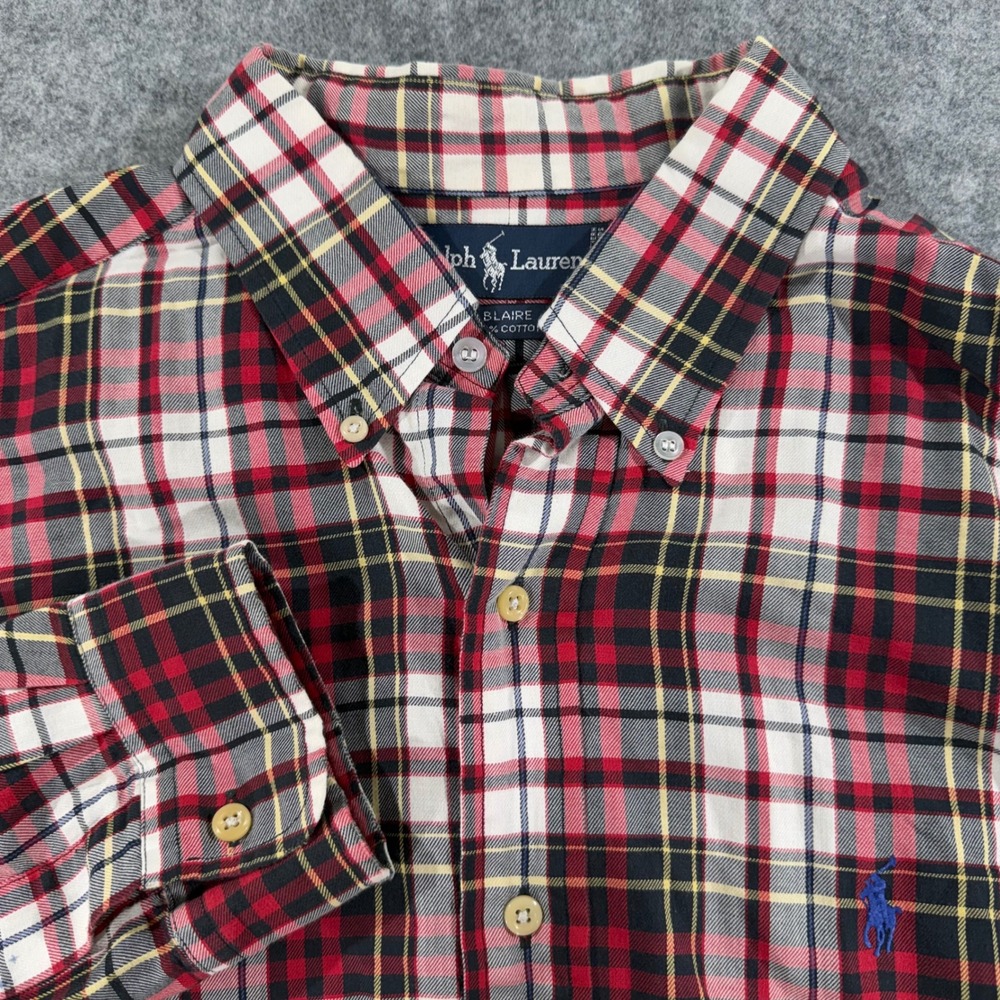 Polo Ralph‎ Lauren Blaire Mens XL Red Plaid Cotton Button Down Shirt Long Sleeve